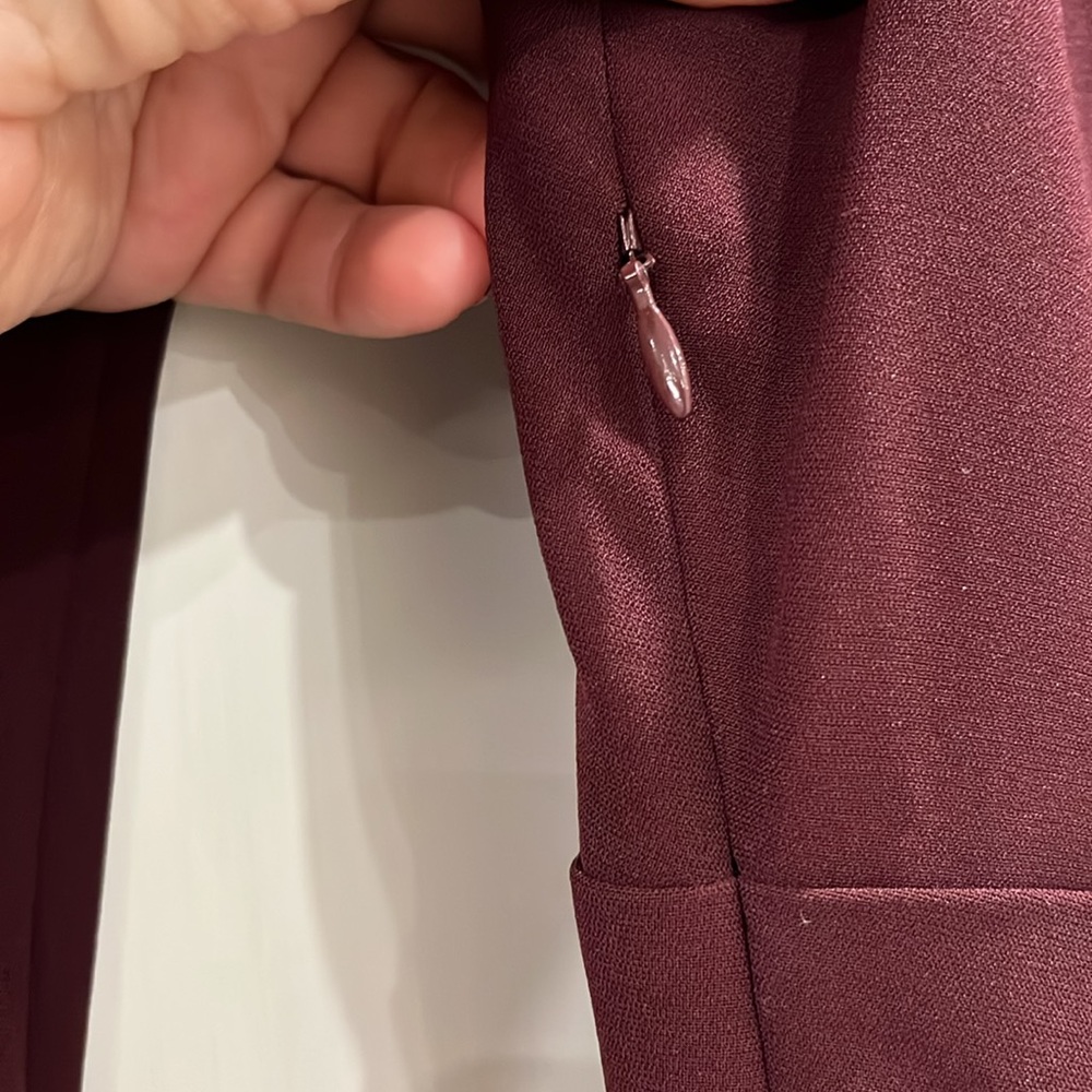 EUC ALC Loyola long sleeve plum fit and flare v neck dress with asymmetrical hem - Picture 9 of 12